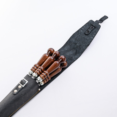 A set of skewers 670*12*3 mm in a black leather case в Москве