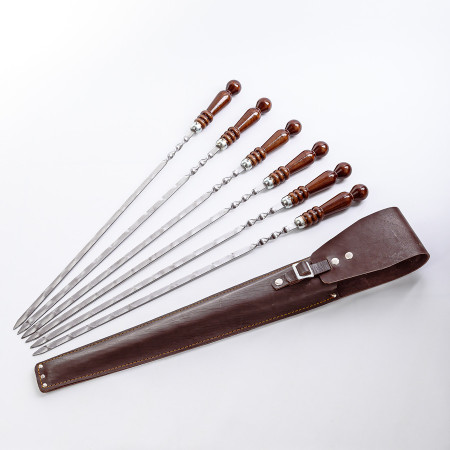 A set of skewers 670*12*3 mm in brown leather case в Москве
